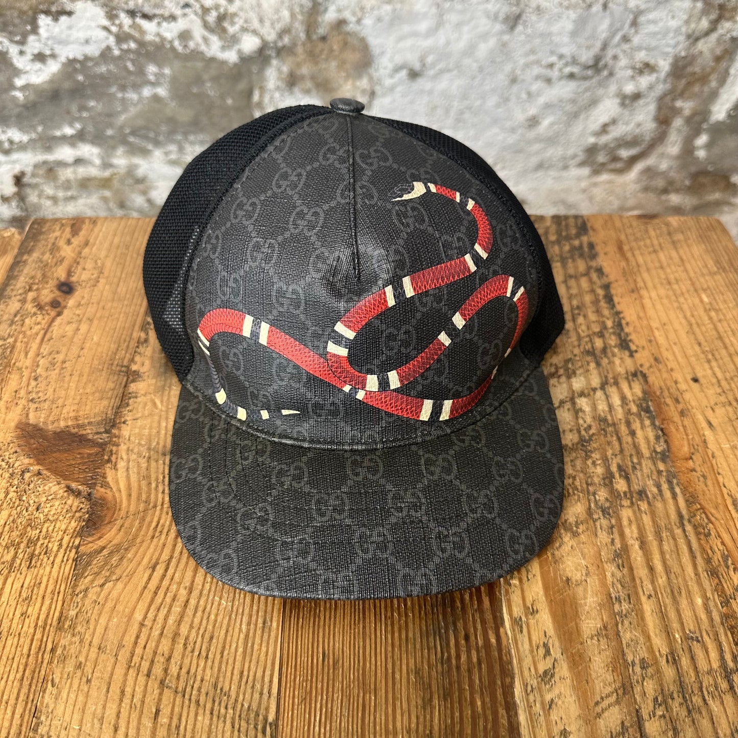 Gucci Black GG Monogram Snake Hat Sz L