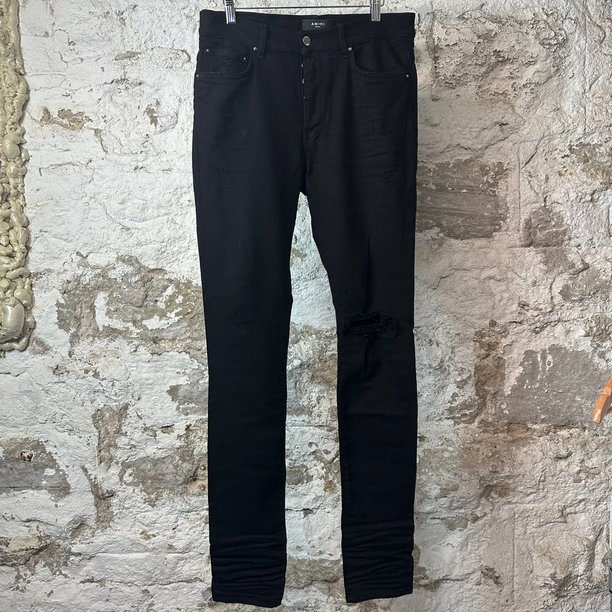 Amiri Knee Rip Black Denim Jeans Sz 32