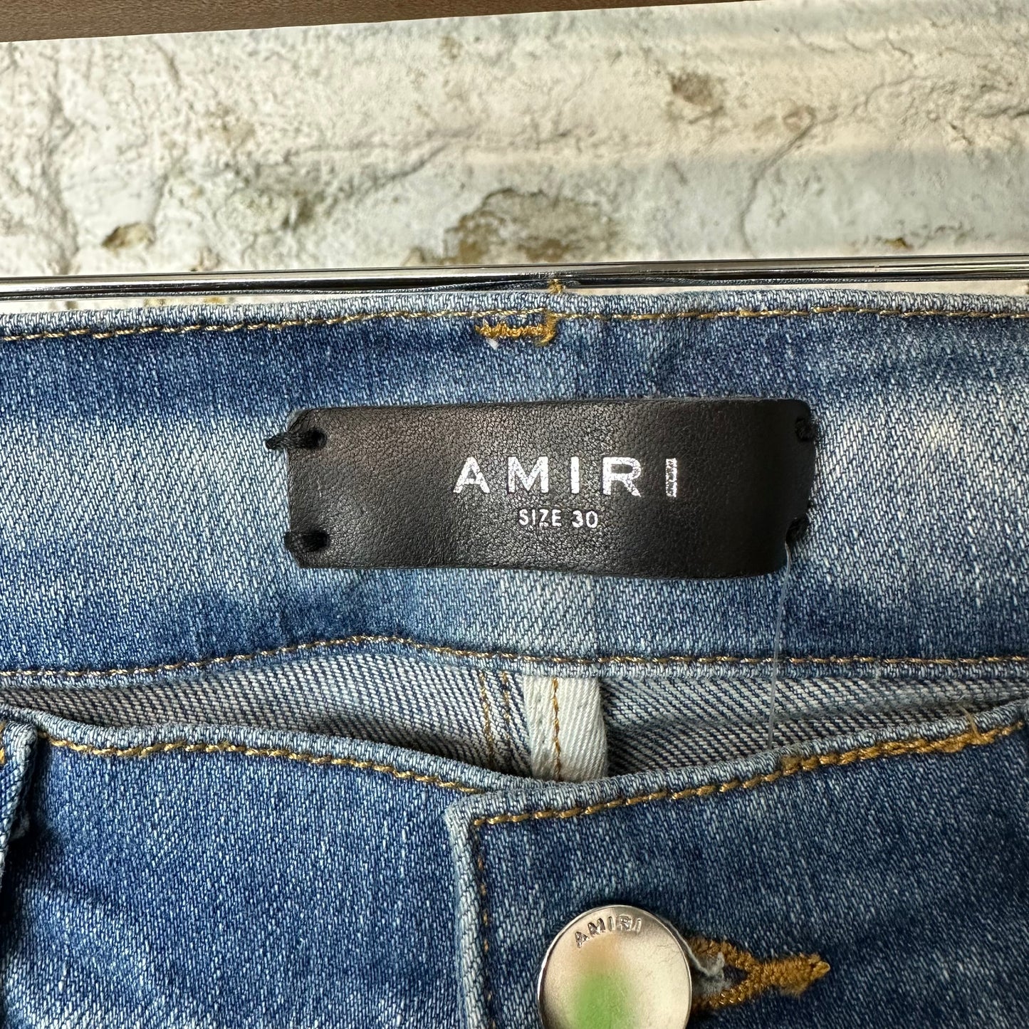 Amiri MX1 Sky Blue Cream Blue Denim Jeans Sz 30