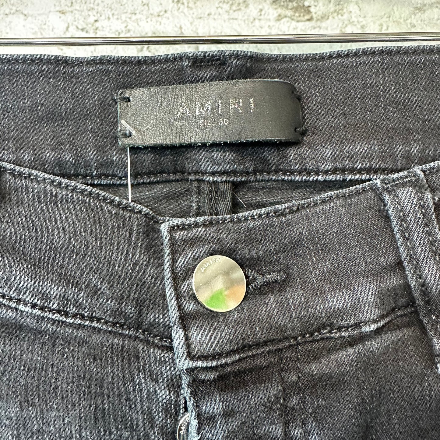 Amiri MX1 Black Woven Black Denim Jeans Sz 30