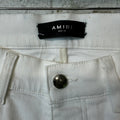 Amiri MX1 White Leather White Denim Jeans Sz 31