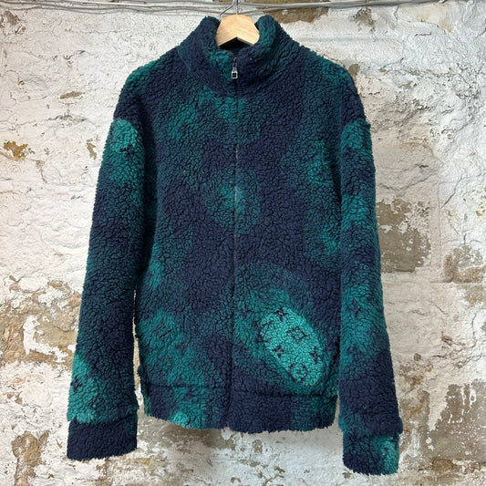 Louis Vuitton Navy Green Monogram Fleece Jacket Sz L