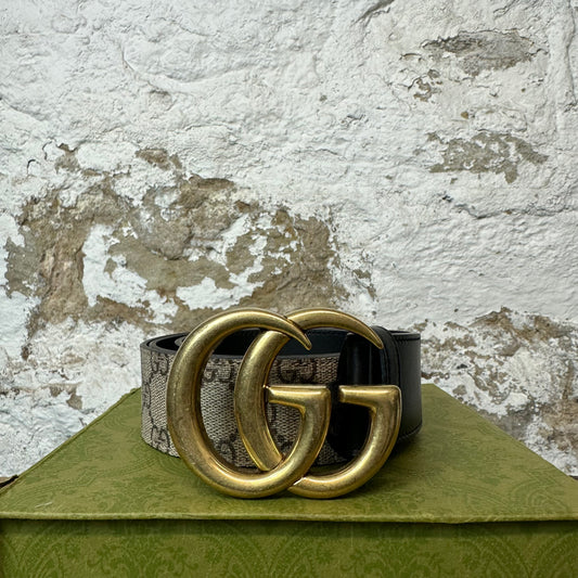 Gucci GG Monogram Gold Buckle Belt Sz (95/38) W/ Box