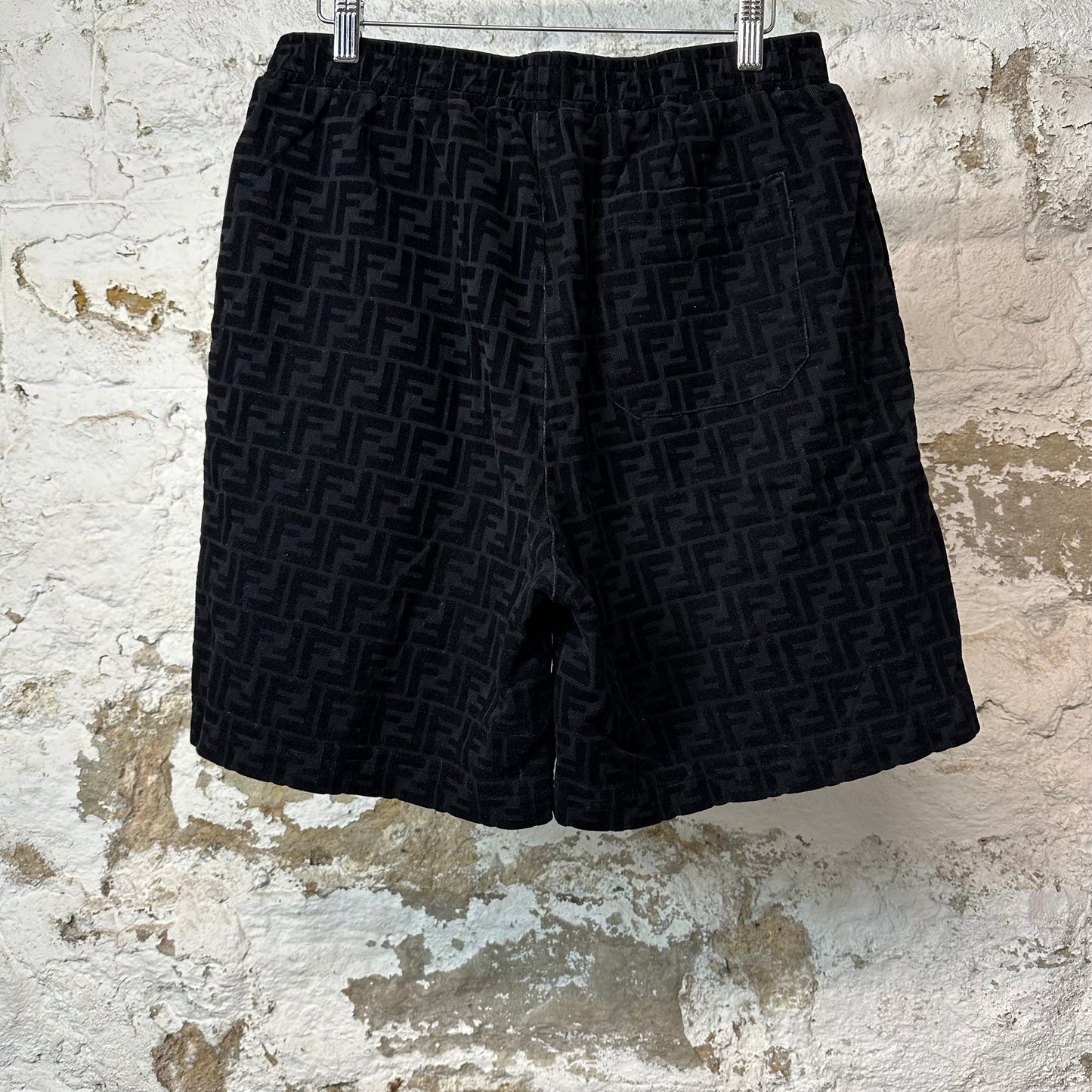 Fendi Towel Monogram Shorts Black Sz M