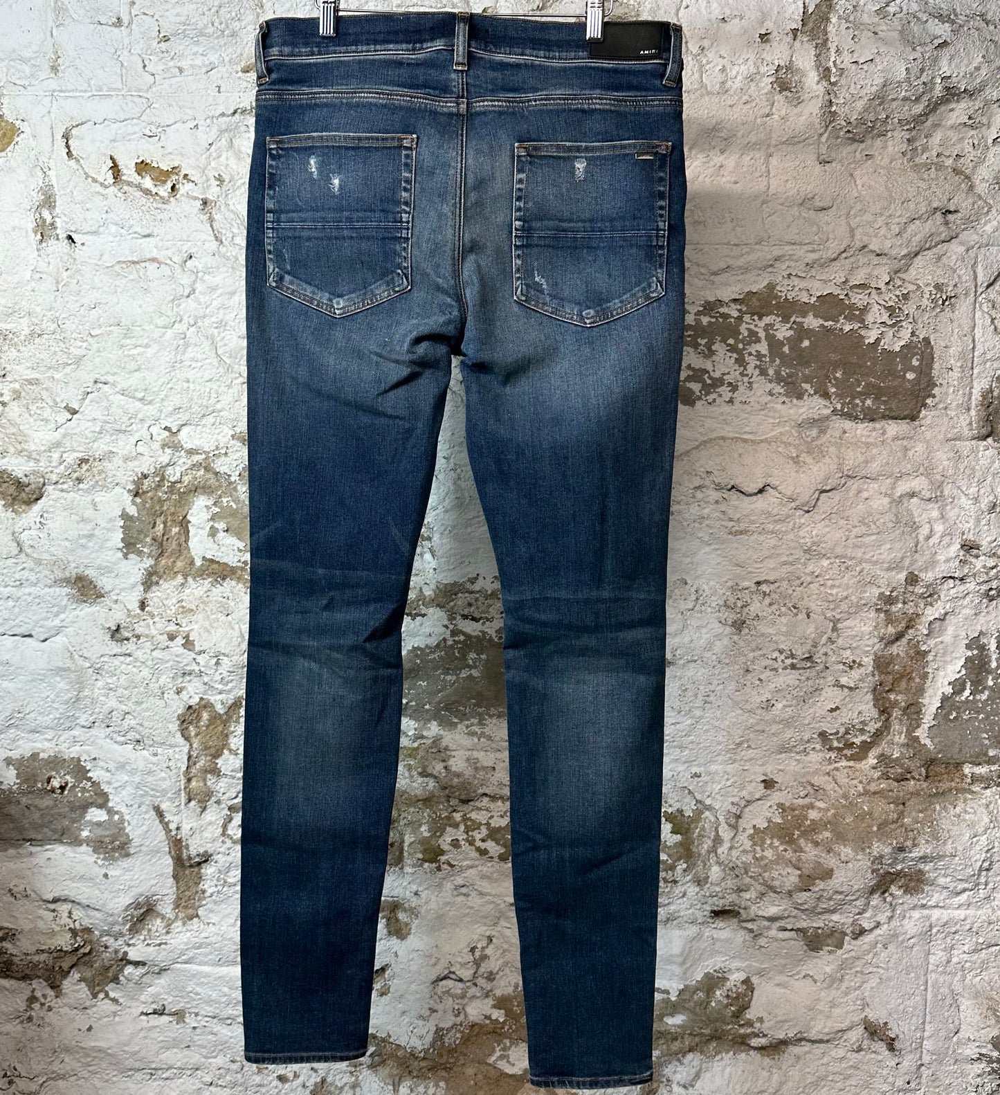 Amiri Knee Rip Dark Blue Denim Jeans Sz 36