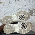 Chanel White CC Tan Tweed Trainer Sneaker Sz 4.5 (36.5)