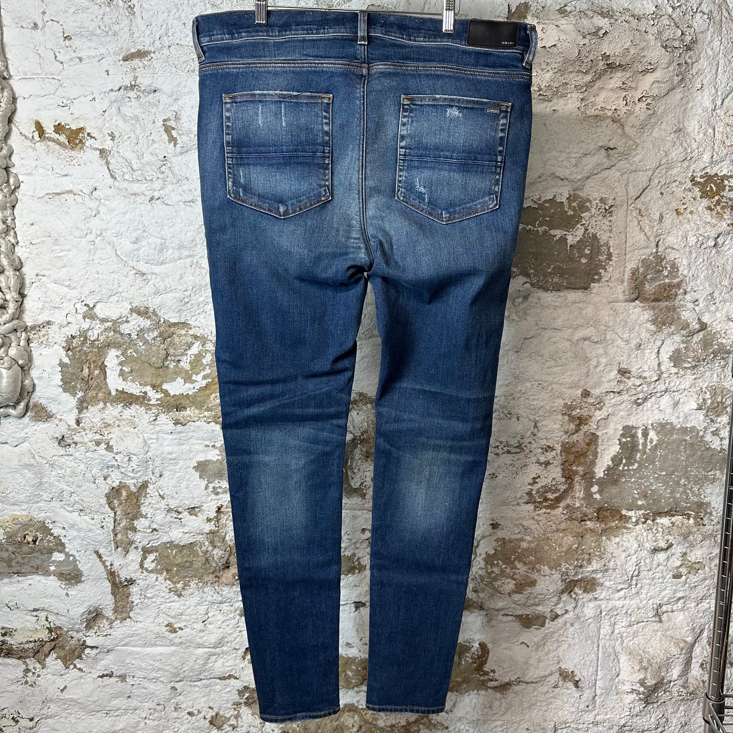 Amiri MX1 Orange Suede Dark Blue Denim Jeans Sz 40