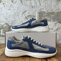 Prada Americas Cup Aviation Blue Patent Grey White Sneaker Sz 7