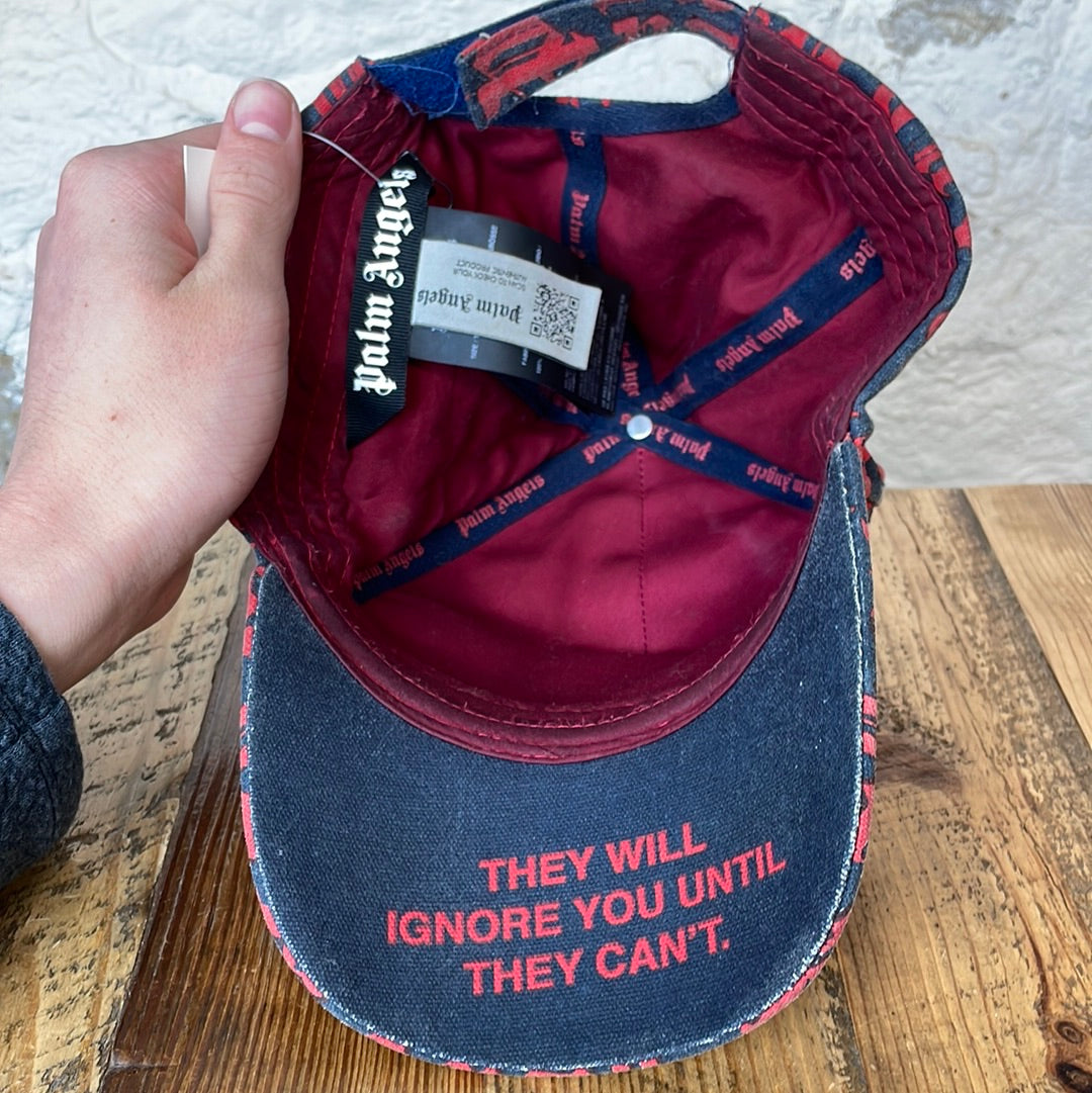 Palm Angels Red Navy Monogram Hat