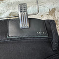 Amiri MX1 Black Leather Black Denim Jeans Sz 32