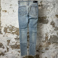 Amrii MX1 Black Leather Thrasher Blue Denim Jeans Sz 30
