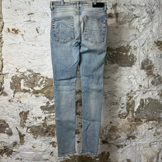 Amrii MX1 Black Leather Thrasher Blue Denim Jeans Sz 30