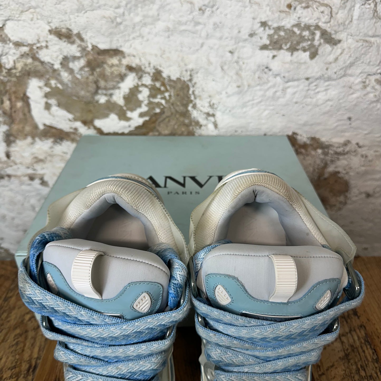 Lanvin Curb Light Blue Lace Clear White Blue Sneaker Sz 9 (42)