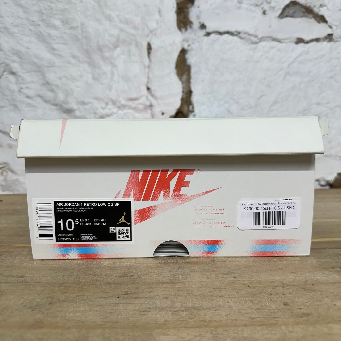 Air Jordan 1 Low Trophy Room Rookie Card Away Sz 10.5