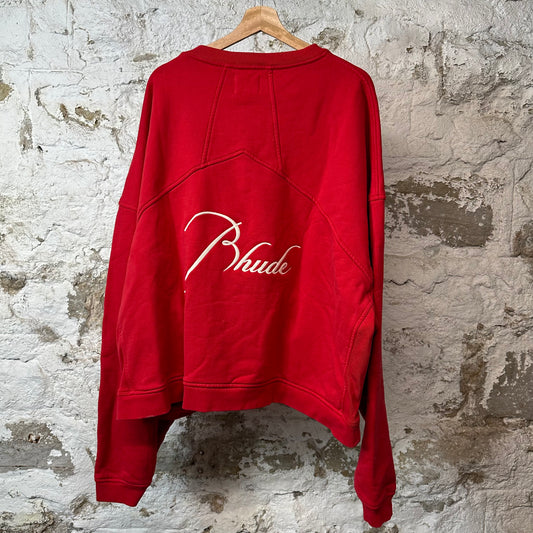 Rhude Script Logo Crewneck Red Sz XXL DS