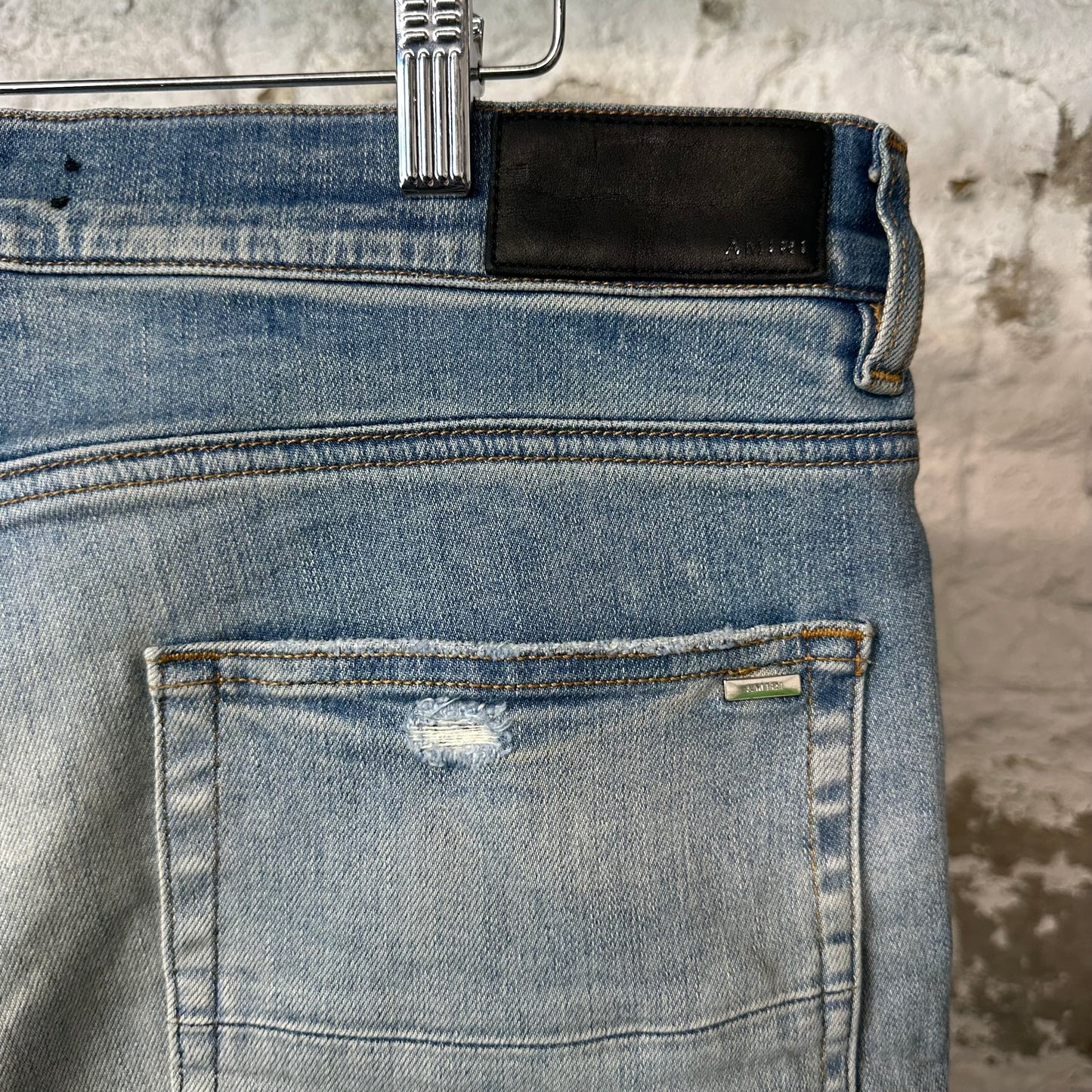 Amiri MX1 Multicolor Flannel Blue Denim Jeans Sz 34