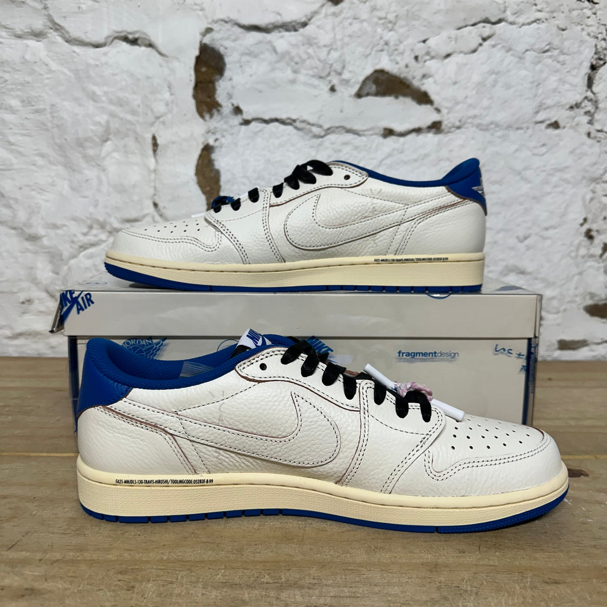 Air Jordan 1 Low Fragment Travis Scott Sail Military Blue Sz 11 DS
