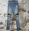 Amiri MX2 Brown Yellow Patch Blue Denim Jeans Sz 28