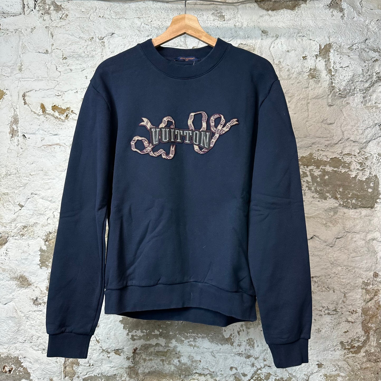 Louis Vuitton Sequen Ribbon Crewneck Navy Blue Sz L