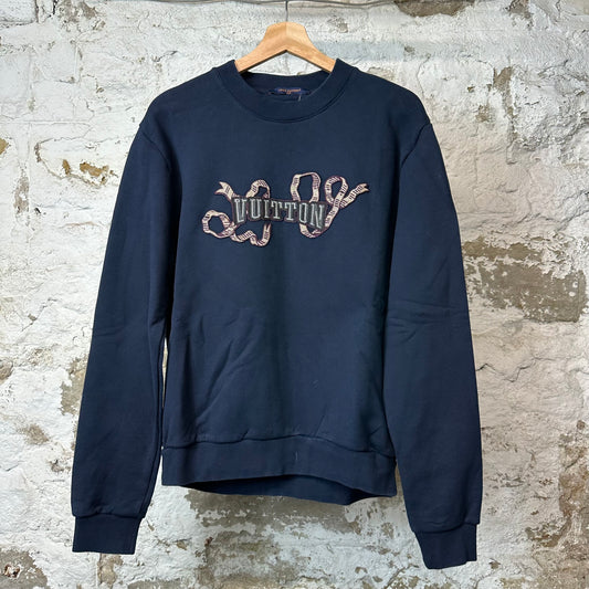 Louis Vuitton Sequen Ribbon Crewneck Navy Blue Sz L