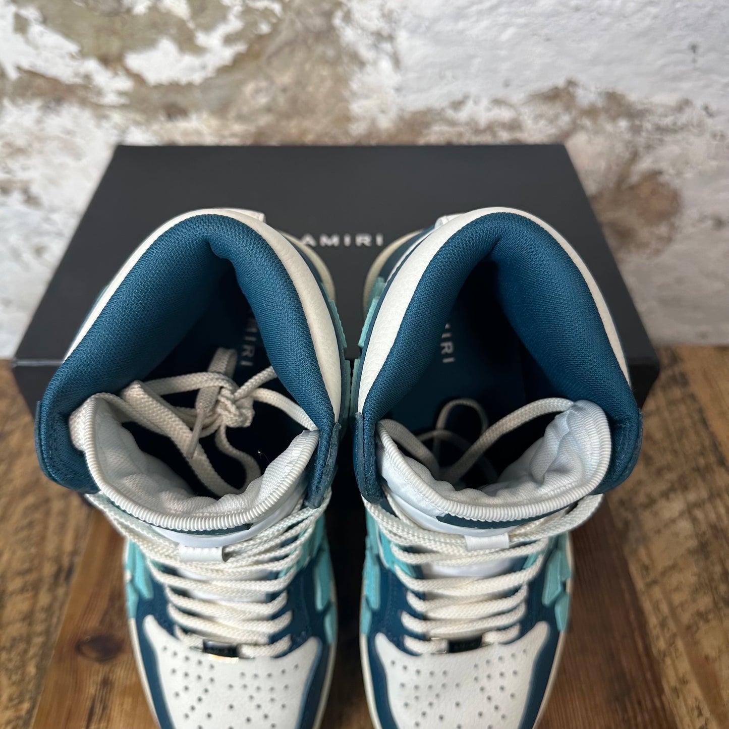 Amiri High Teal Blue Skeleton Blue White Sneaker Sz 6 (38)
