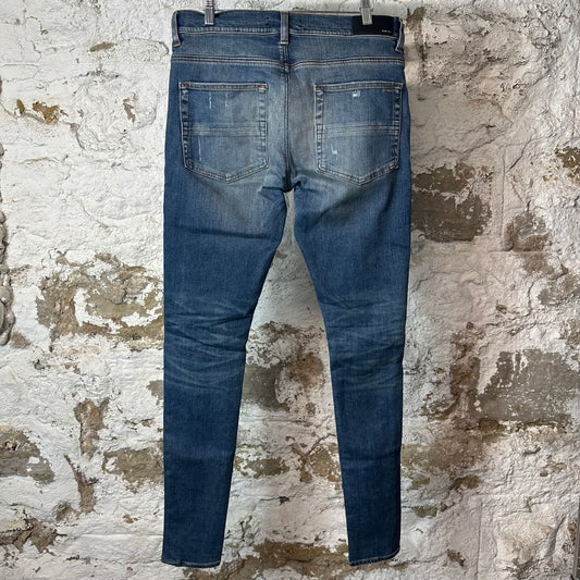 Amiri MX1 Green Plaid Flannel Dark Blue Denim Jeans Sz 32