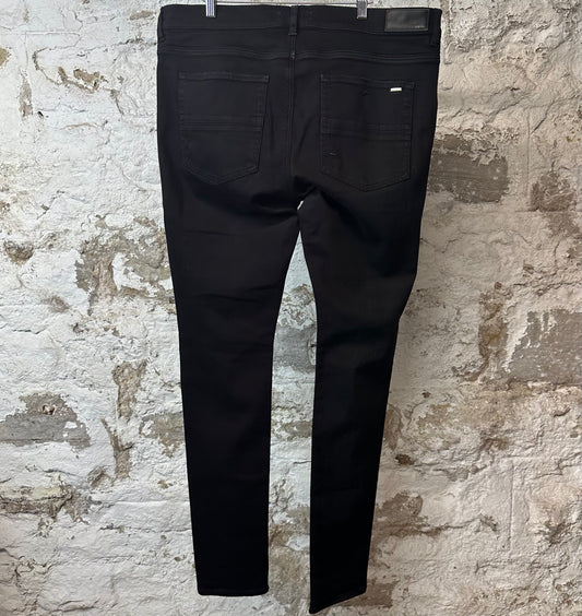 Amiri MX1 Green Leather Black Denim Jeans Sz 38