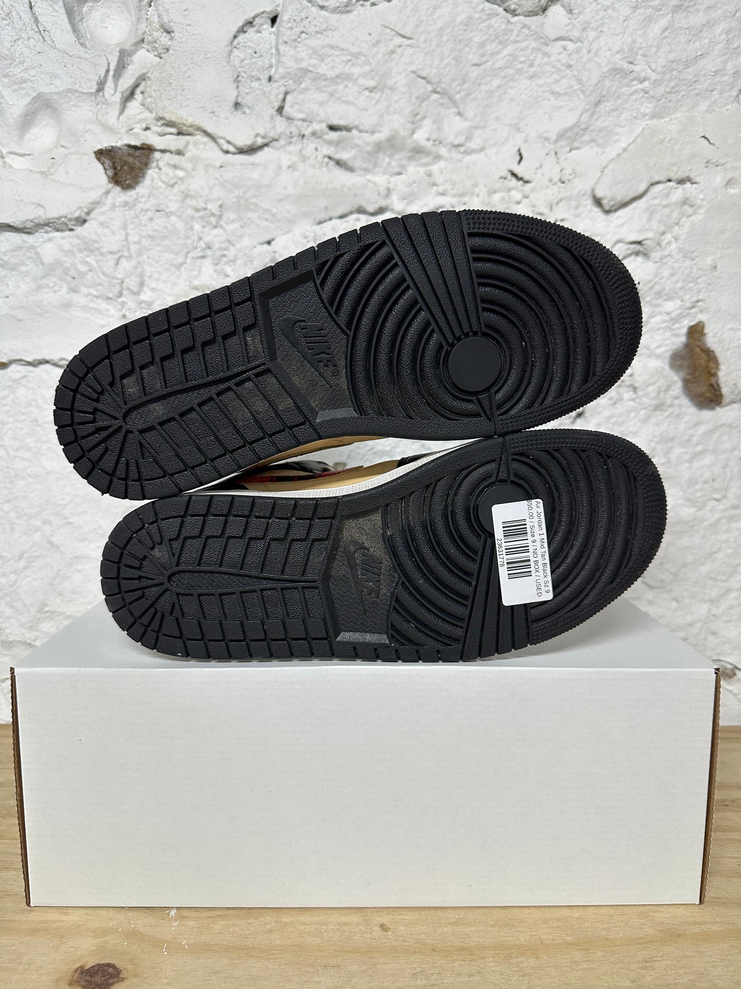 Air Jordan 1 Mid Tan Black Sz 9