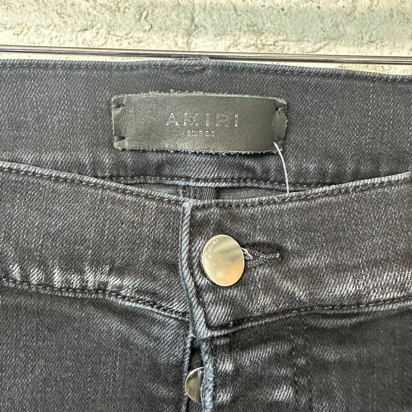 Amiri Black Varsity Patch Black Denim Jeans Sz 34