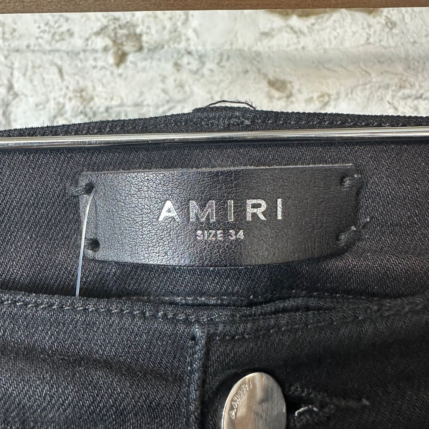 Amiri MX2 Pink Patch Black Denim Jeans Sz 34