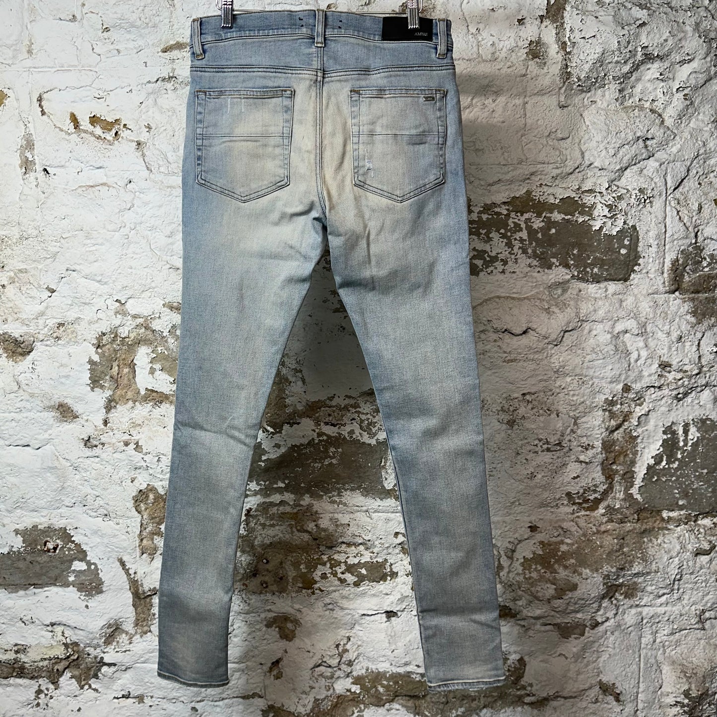 Amiri MX1 Cream Suede Light Blue Denim Jeans Sz 30