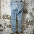 Amiri Multicolor Paisley Patches Washed Blue Denim Jeans Sz 34