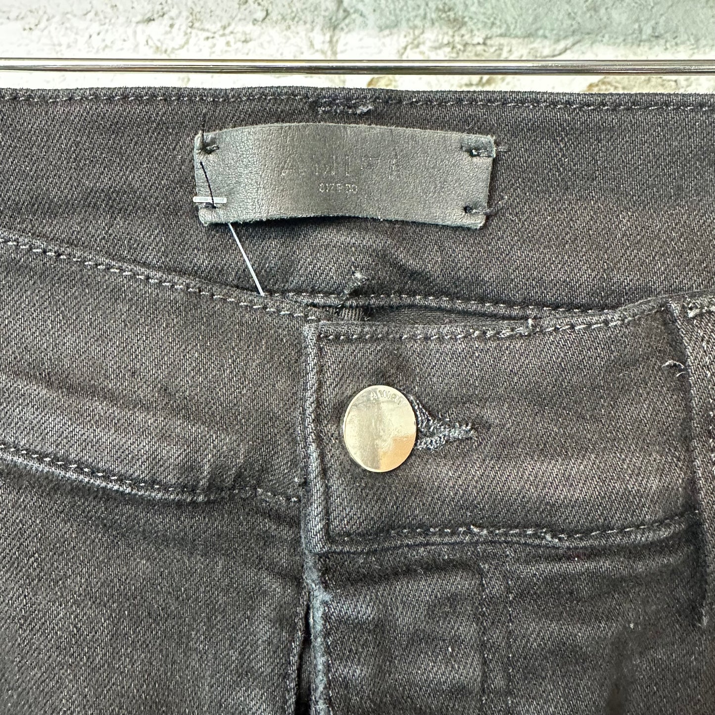 Amiri MX1 Brown Suede Black Denim Jeans Sz 33