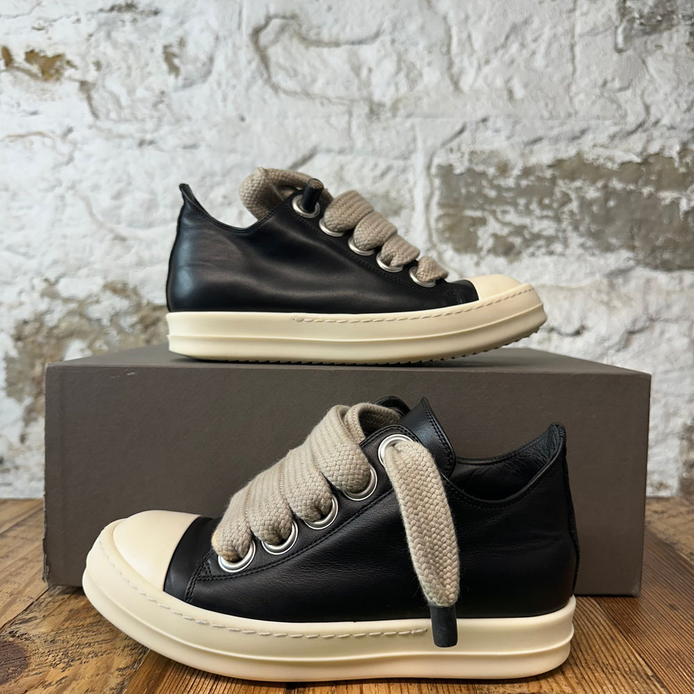 Rick Owens Jumbo Lace Black Leather Milk Sneaker Sz 4.5 (36)