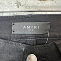 Amiri MX1 Black Leather Black Waxed Denim Jeans Sz 28