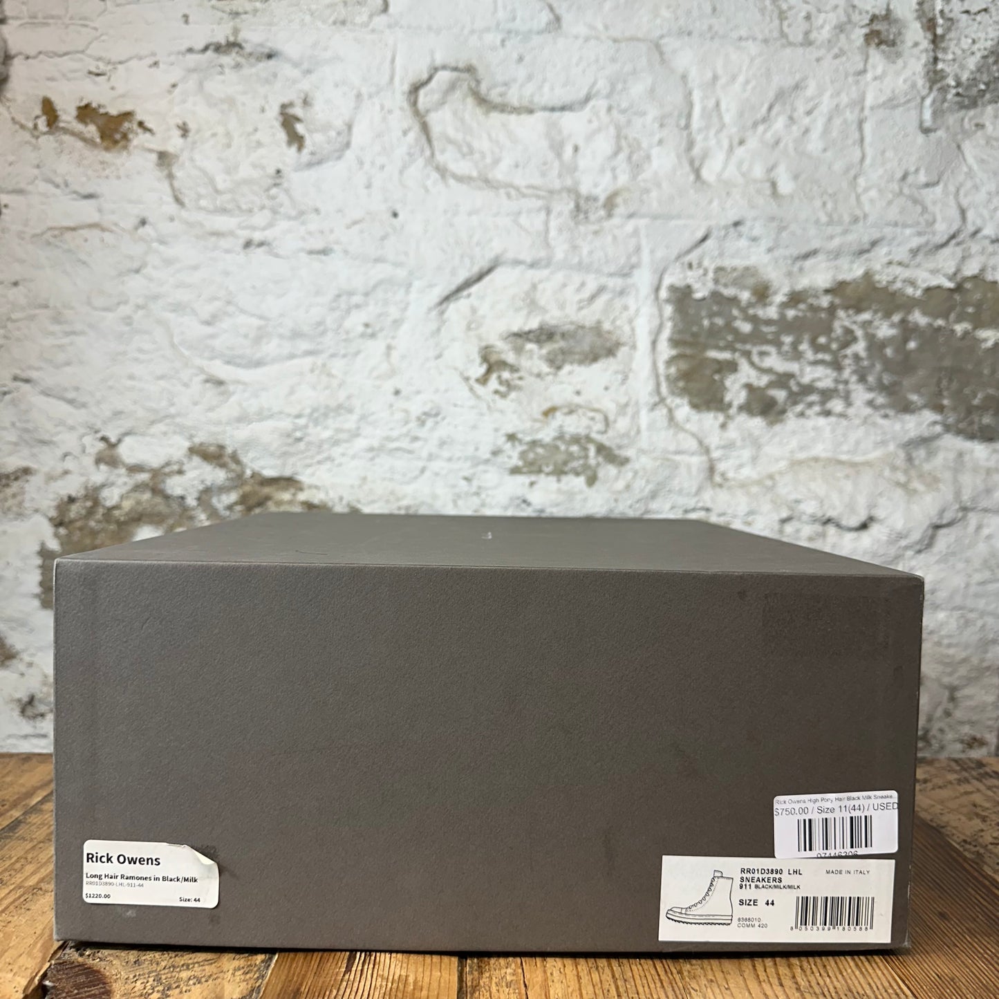 Rick Owens High Pony Hair Black Milk Sneaker Sz 11 (44)