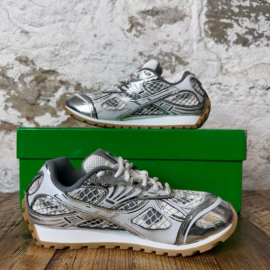 Bottega Veneta Silver White Orbit Sneaker Sz 5 (37)