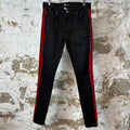 Amiri Red Velour Stripe Black Denim Jeans Sz 32