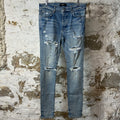 Amiri Plain Blue Distressed Denim Jeans Sz 33
