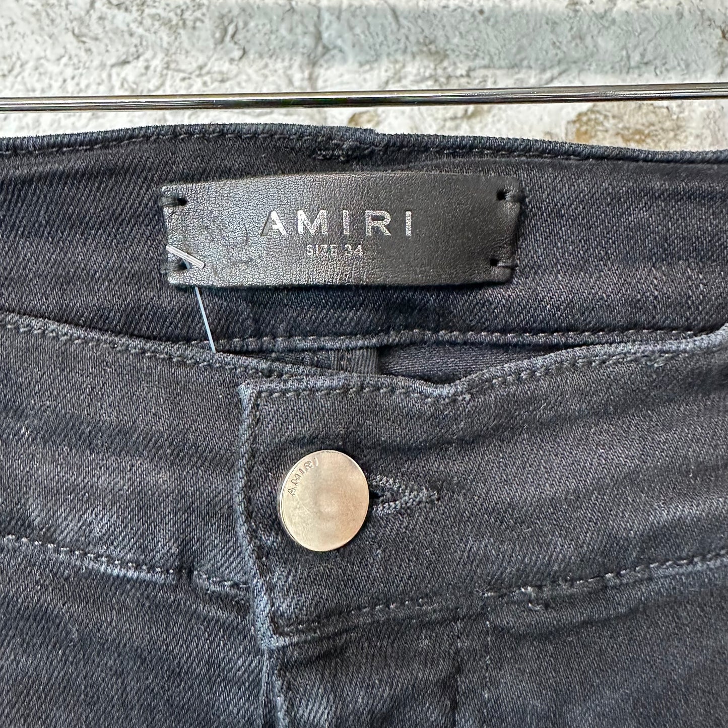 Amiri Blue Paisley Flames Black Denim Jeans Sz 34