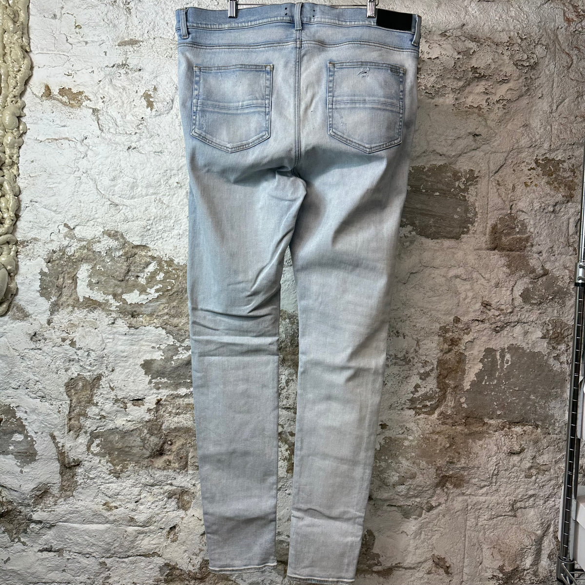 Amiri MX1 Camo Patch Light Blue Denim Jeans Sz 40
