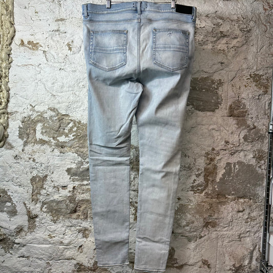 Amiri MX1 Camo Patch Light Blue Denim Jeans Sz 40