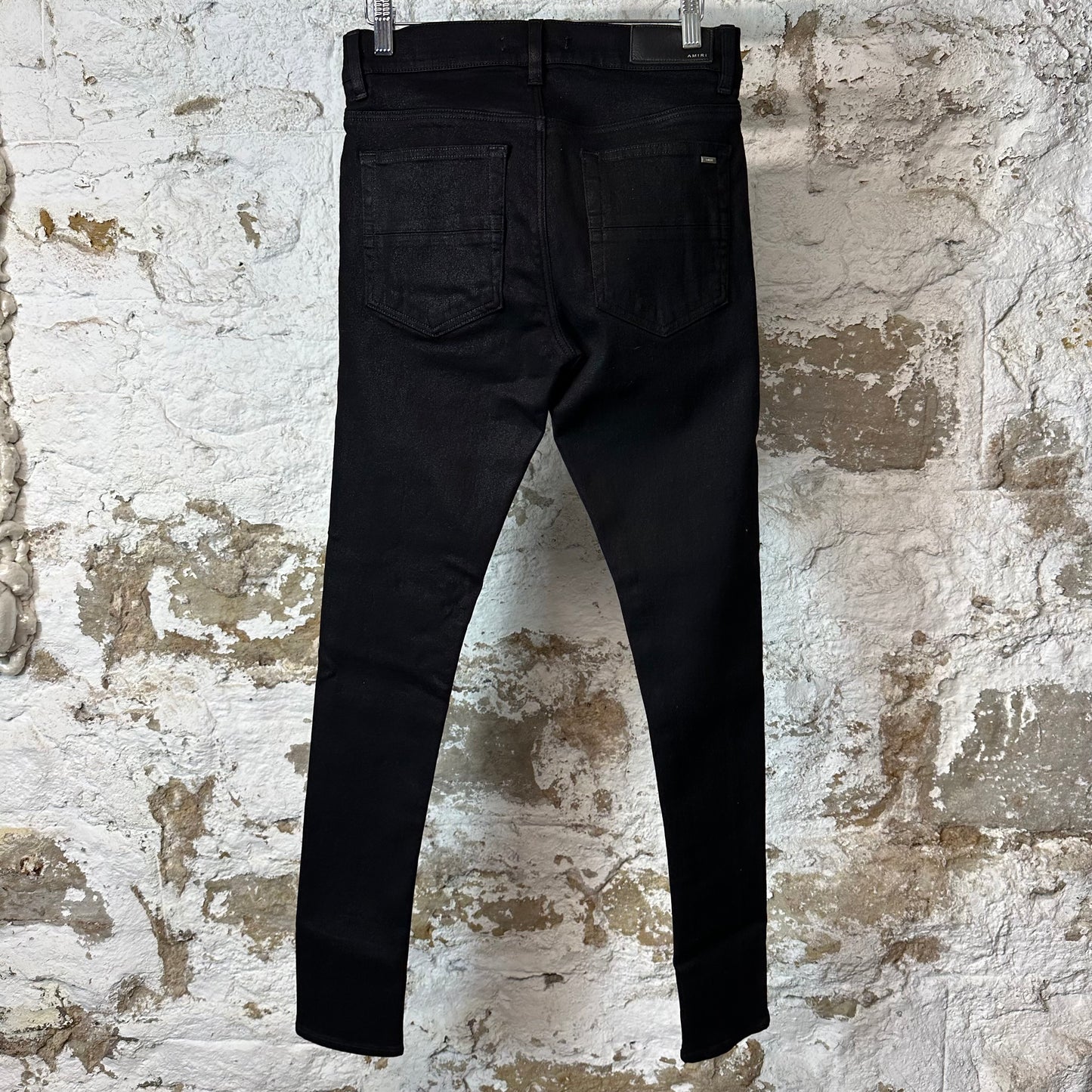Amiri Plain Black Waxed Denim Jeans Sz 28