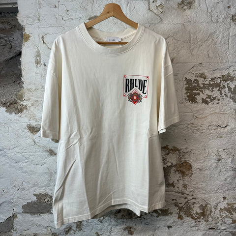 Rhude Red Crest Logo White T-shirt Sz L