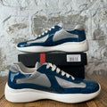 Prada Americas Cup Dark Teal Patent Sneaker Sz 7
