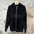 Givenchy Black Spellout Zip Up Velour Hoodie Sz S