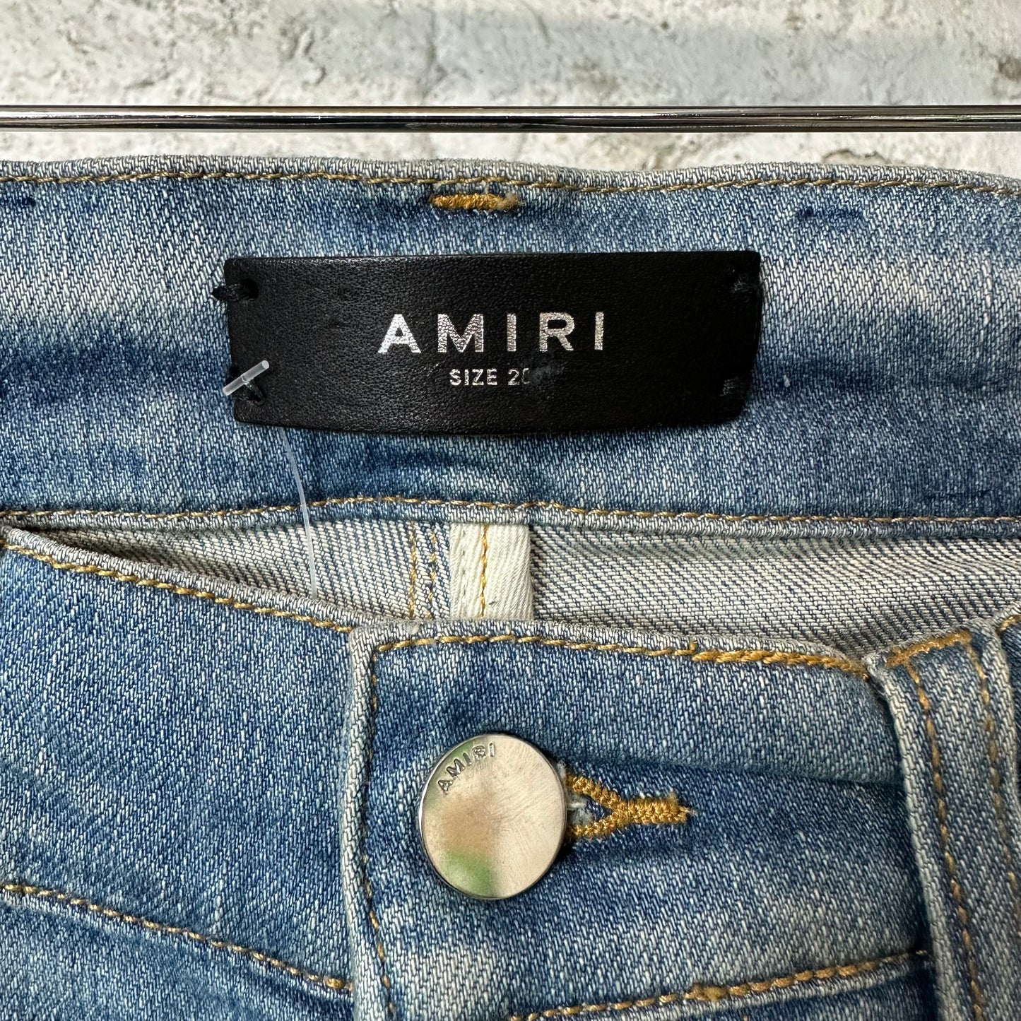 Amiri MX1 Sky Blue Cream Blue Denim Jeans Sz 28