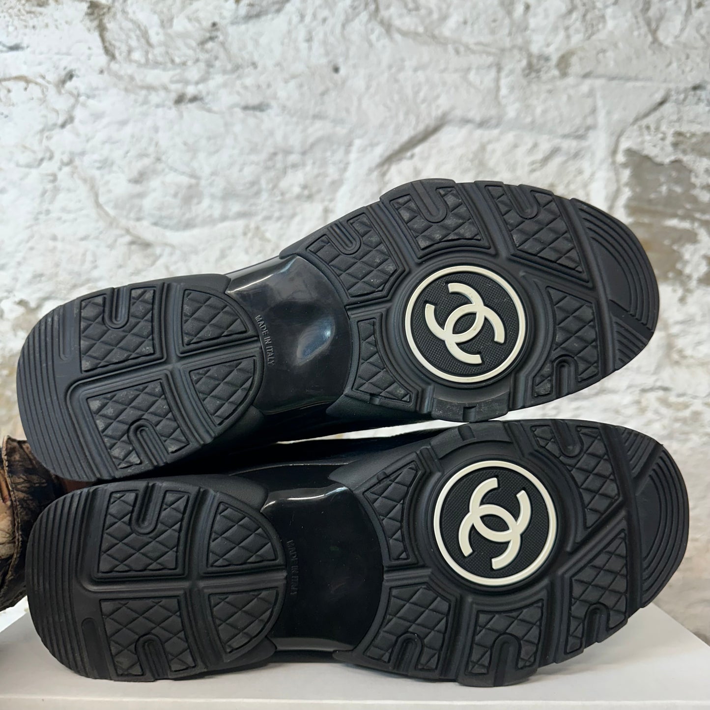 Chanel CC Black White Trainer Sneaker Sz 10 (43)