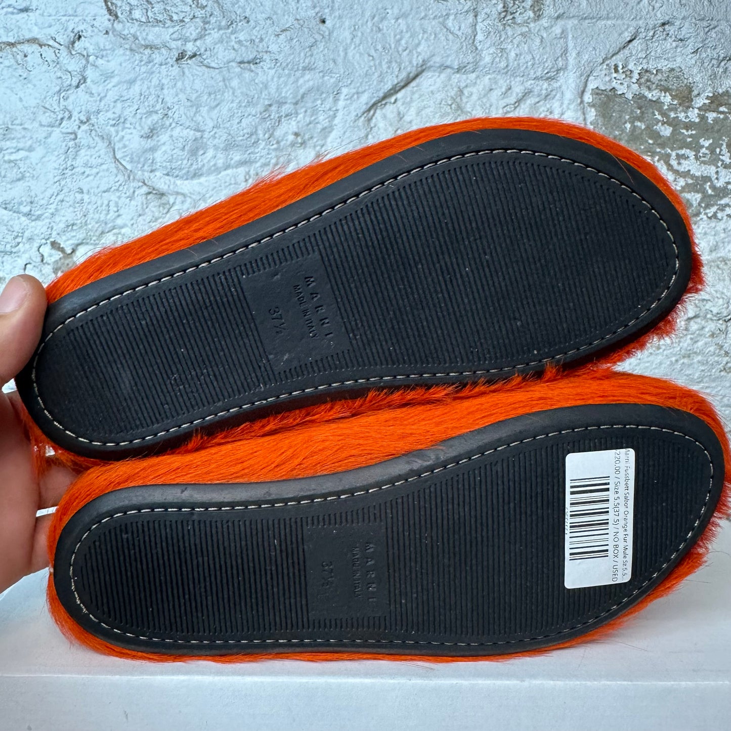 Marni Fussbett Sabot Orange Fur Mule Sz 5.5 (37.5)