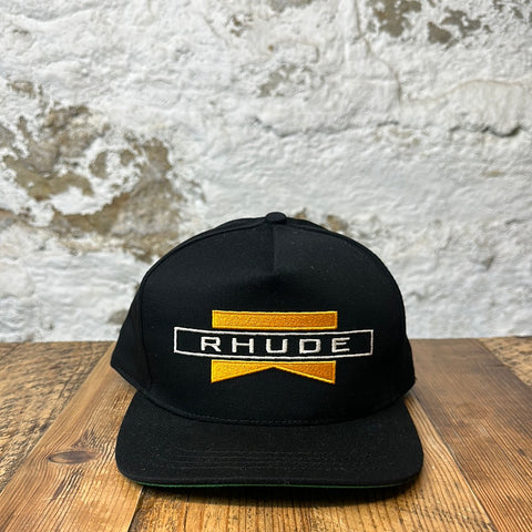 Rhude Yellow Logo Black Hat DS